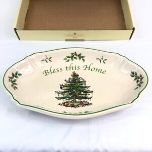 Spode Christmas Tree Bless This Home Tray Serving Dish